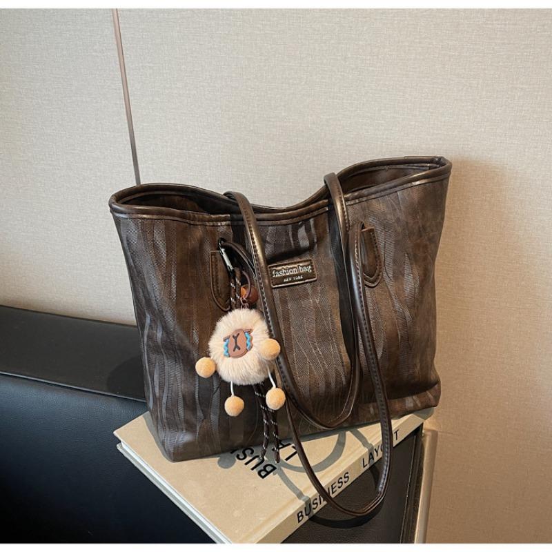 

Женская сумка-тоут новая большая вместительная сумка для поездок на работу осень-зима универсальная высококачественная на плечо для покупок темно-коричневого