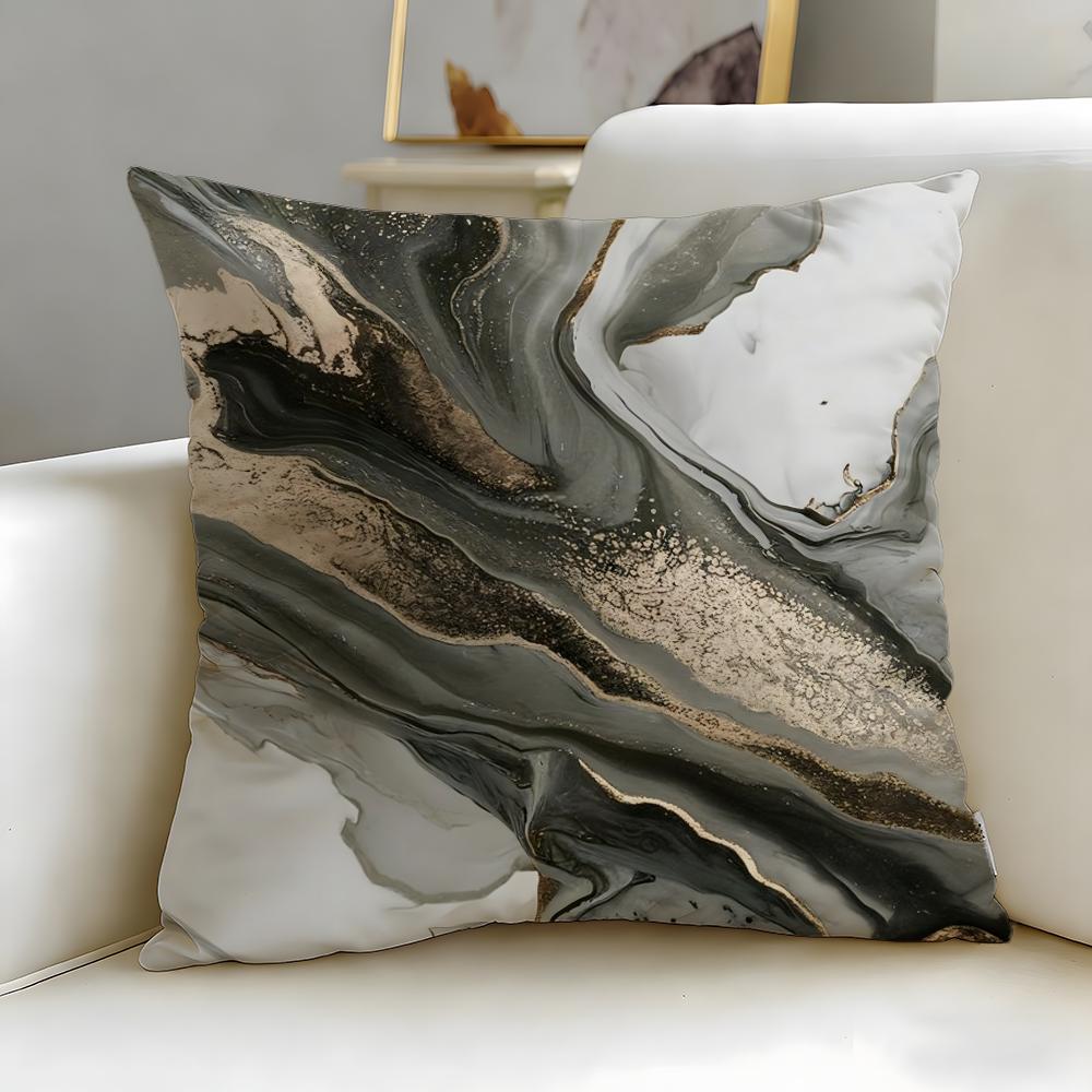 art theme Minimalist Marble Patterned Cushion Cover Soft  EasyWash Pillow Case  Versatile for Couch Bed Travel and Office