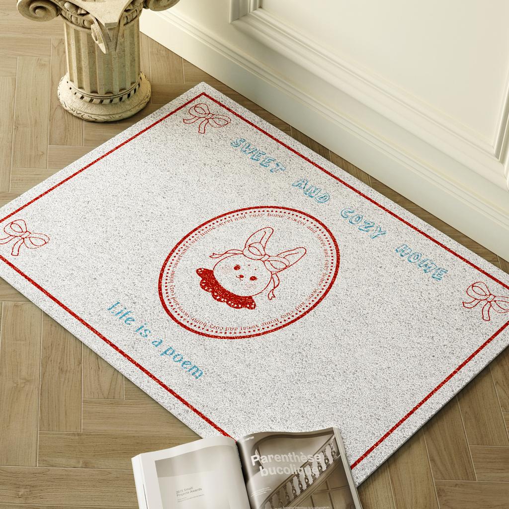 Cute Cartoon Door Floor Mat, Porch Scraping Mud Rubbing Soil Dirt-Resistant Silk Ring Foot Mat, Household Door Can Be Cut Floor Mat