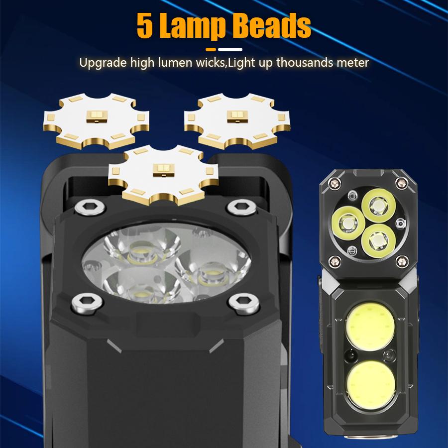 Sensor Headlamp with Hat Clip Type-C Rechargeable Led Headlight with Magnet Outdoor Camping Search Light Flashlight Bike Lantern