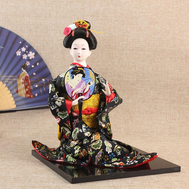 Japanese Kimono Geisha Doll Silk Figure Sitting Posture Style 14inch Japanese Cuisine Decoration Hotel Supplies New Year Gift