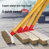 Green Moss Copper-Plated Wire Floor Scrub Brush with Long Handle and Stiff Bristles for Cement and Exterior Walls.