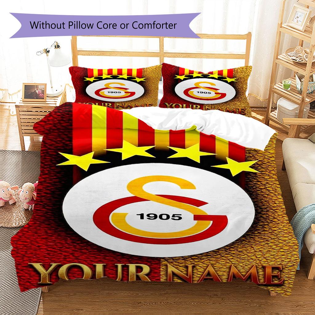 Galatasaray S Custom Name Pattern Bedding,Quilt Set Quilt Cover Pillowcase Home Birthday Gift(1 * duvet cover + 2 * pillowcase, without core)