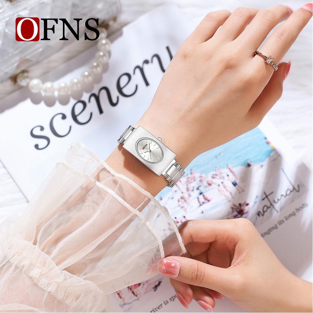 New Fashion Ofns Top Brand 1547 Exquisite Business Women's Quartz Watch Simple Rectangular Retro Light Luxury Niche Alloy