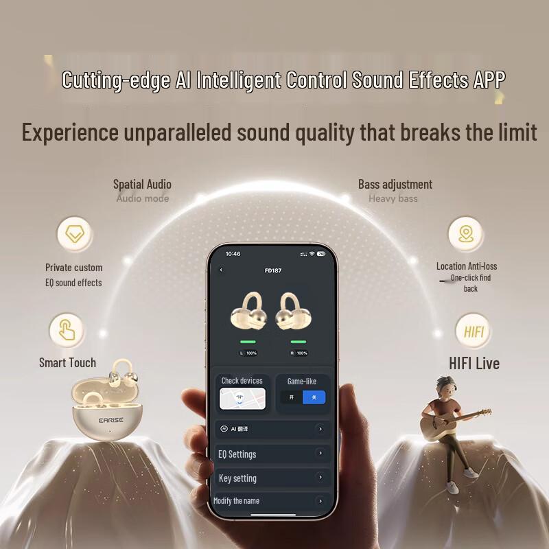 EARISE Pearls1 Open-Fit Bone Conduction True Wireless Earbuds