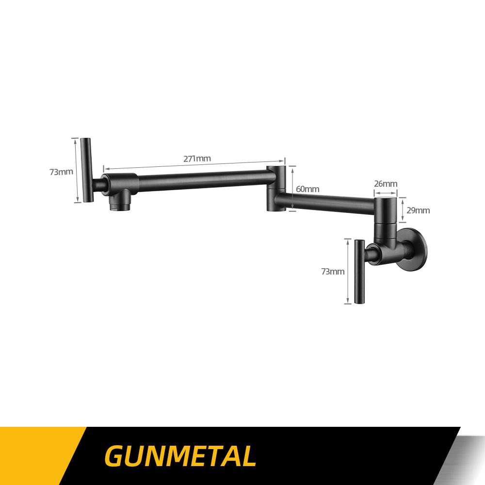 Rubinetto Riempitore Pentole da Parete per Lavello Cucina Oro Rosa/Grigio Canna Monocomando Freddo Miscelatore Rubinetto Pieghevole Rotante a 360° Ottone