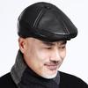 Men's Winter Leather Duckbill Cap with Ear Protection - Warm Fleece Lined for Middle-Aged & Elderly