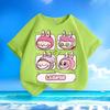 LABUBU New Round Neck Children's Short-sleeved, Multicolor LABUBU Expression Printed Girls' T-shirt,  Versatile Children's Tops