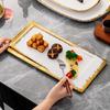 Rectangular Ceramic Gold-Plated Serving Plate