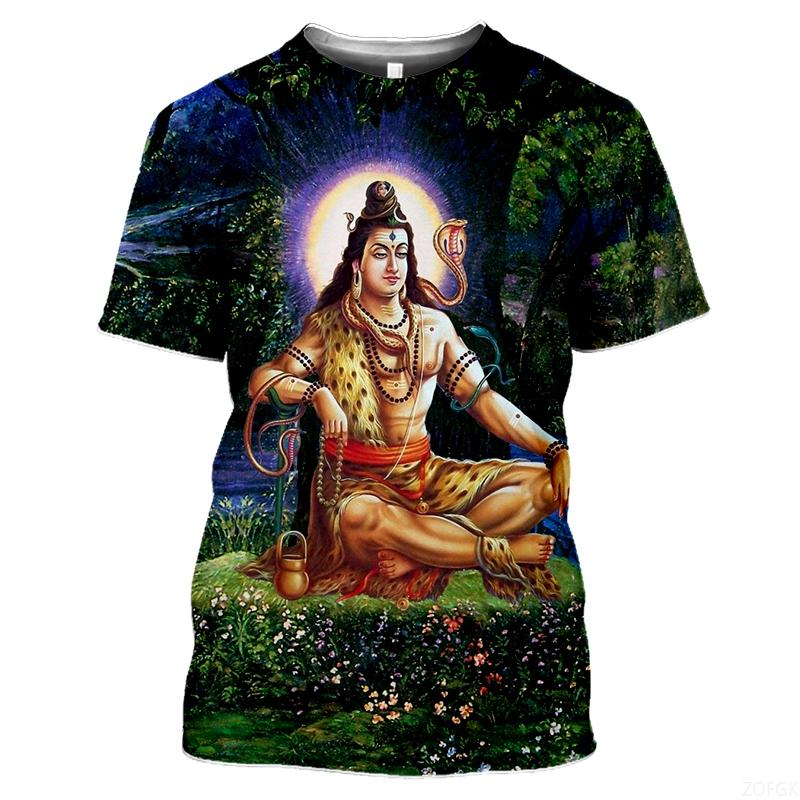 Summer Fashion Indian Deities Graphic T Shirts New Men Casual Oversized