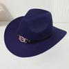 Women's wide-brim sun-protection versatile trendy iron ring belt top hat, autumn/winter new jazz hat for men