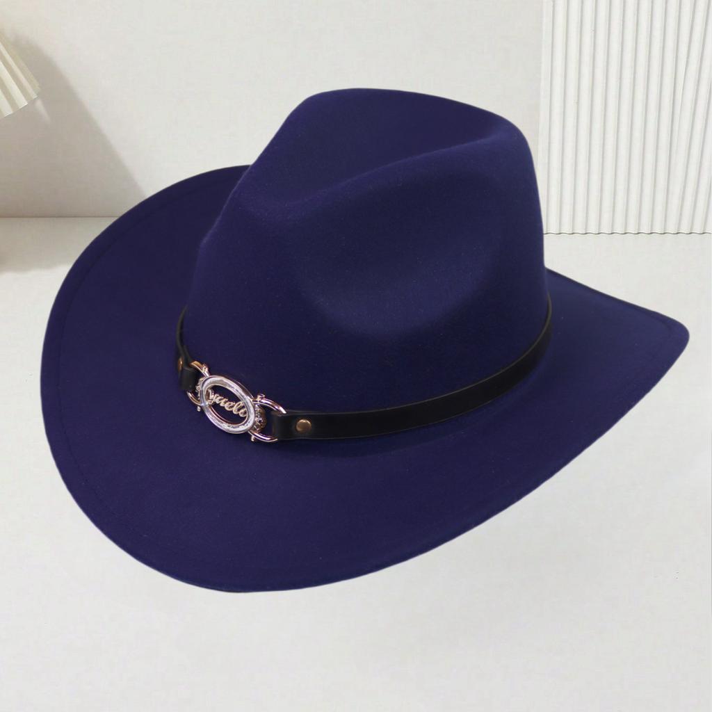 Women's wide-brim sun-protection versatile trendy iron ring belt top hat, autumn/winter new jazz hat for men