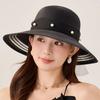 Tulle Sun Hat Pearl-Embellished Women’s Beach Holiday Sun Hat – Soft and Breathable