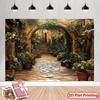 2D Mediterranean Flower Alley Backdrop Rustic Stone Path Photo Booth Background