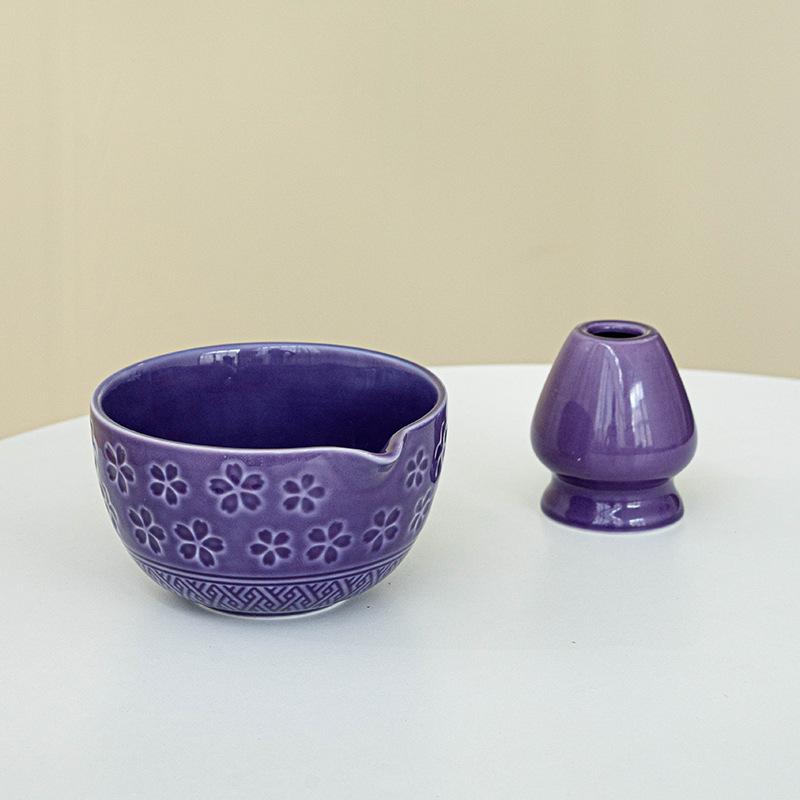 1/2pcs Traditional Japanese Matcha Bowl and Whisk Holder Tea Bowl with Pouring Spout for Office Table Tea Ceremony Party Gift