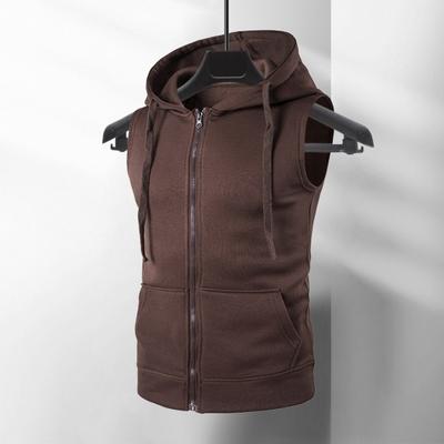 Herren Sommer Weste Jacke Mit Kapuze Kordelzug Ärmellos Reißverschluss Knopfleiste Weste Mantel Einfarbig Taschen Reißverschluss Knopfleiste Weste