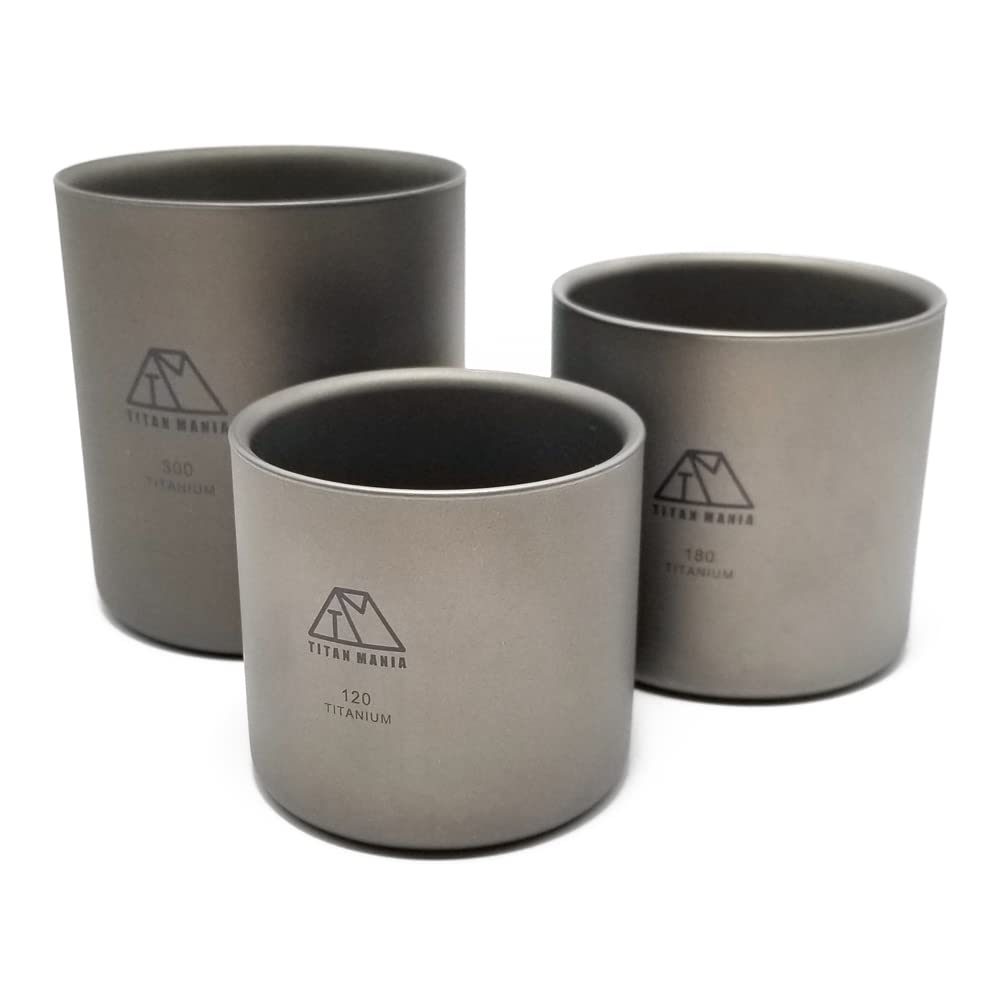TITAN MANIA Titanium Stackable Suitable for Solo and Outdoor Includes Storage Bag Double-Walled Cup, Mug, Lightweight, Stylish, Camping, Camping,