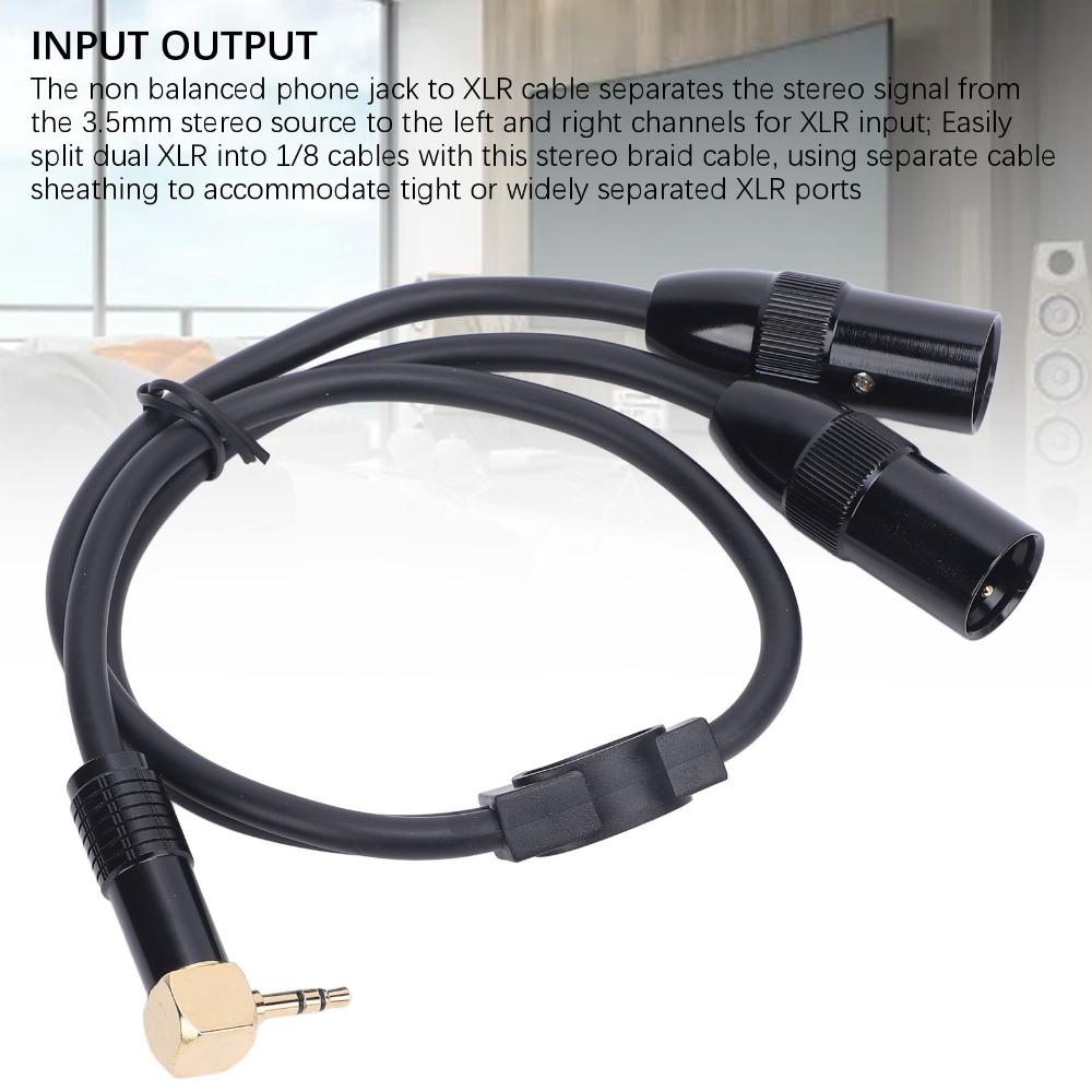 Male Connector 3.5mm to Dual XLR Male Flexible Y Splitter Cable Audio Cable  Speakers Connection