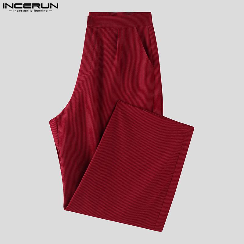 INCERUN Two Pieces Men Striped Sleeveless Vest and Zip-up Long Suit Pants Sets