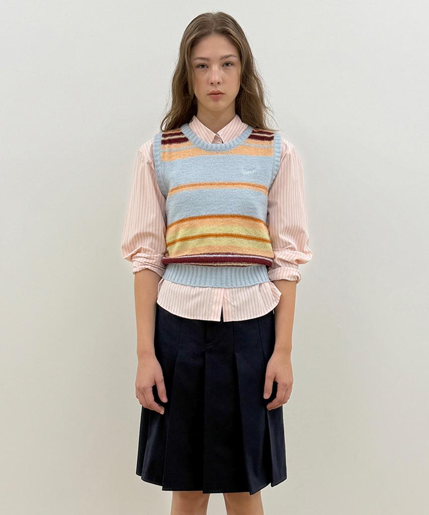 SINOON Sinoon Mix Stripe Knit Vest (Blue Mix)