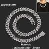 Hip Hop Jewelry 10/12/14/15/20mm CZ Cuban Link Necklace For Men Miami Bling Iced Out Prong Cuban Link Chain Party Gift