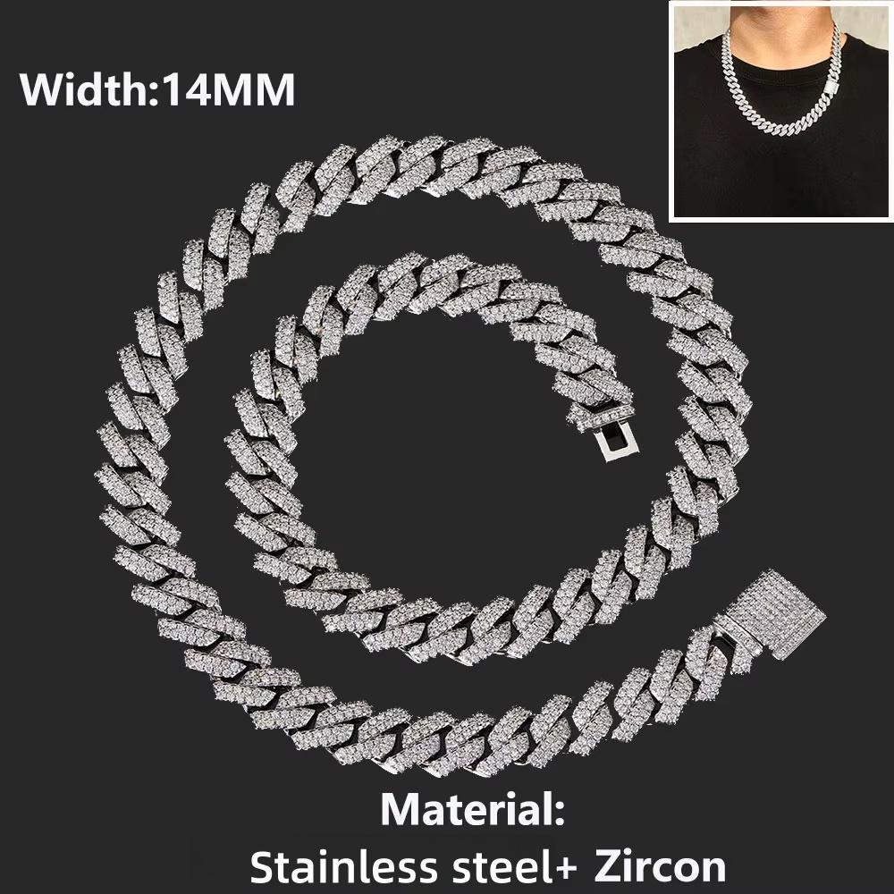Hip Hop Jewelry 10/12/14/15/20mm CZ Cuban Link Necklace For Men Miami Bling Iced Out Prong Cuban Link Chain Party Gift