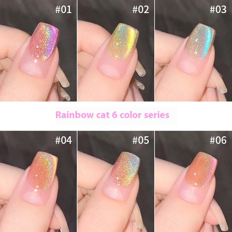 Cat's Eye Nail Polish Glue Burst Colorful Glass Beads Small Light Bulb High Density Spar Nail Polish