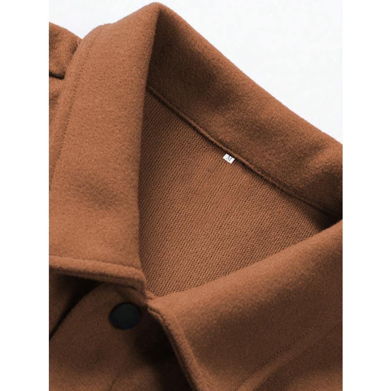 Men S Solid Color Turn Down Collar Button Front Pocket Casual Jacket