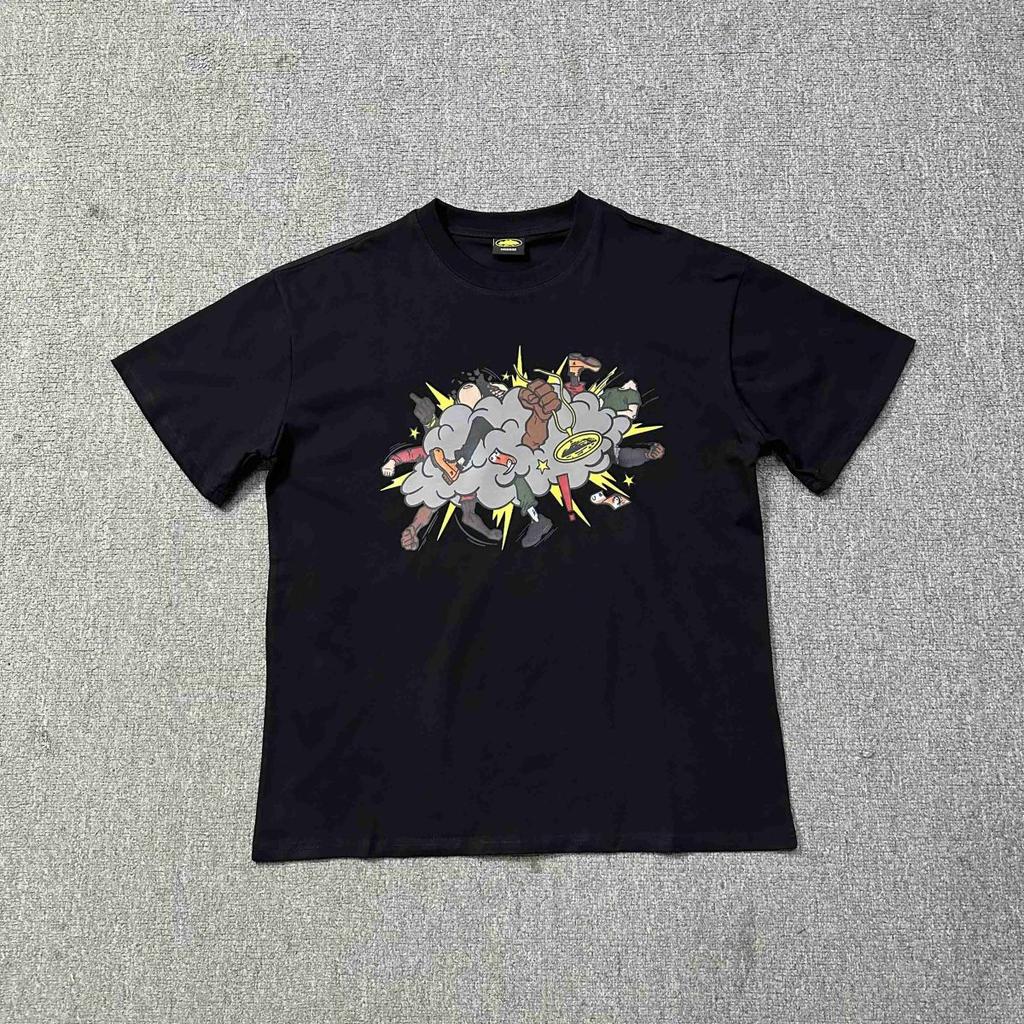 Alcatraz series comic fight pattern printing round neck short sleeve casual loose T-shirt men's and women's tops beauty tide summer