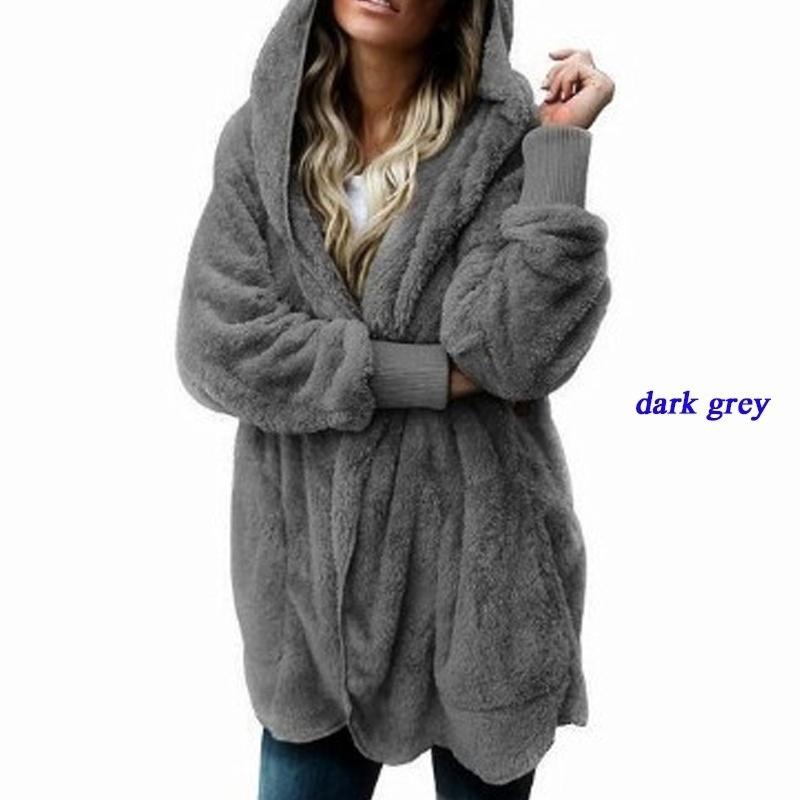 Cardigan da donna in tinta unita caldo invernale con cappuccio cappotti maglioni lavorati a maglia a maniche lunghe giacche cardigan in pelliccia sintetica allentata giacca con cappuccio cappotto capispalla
