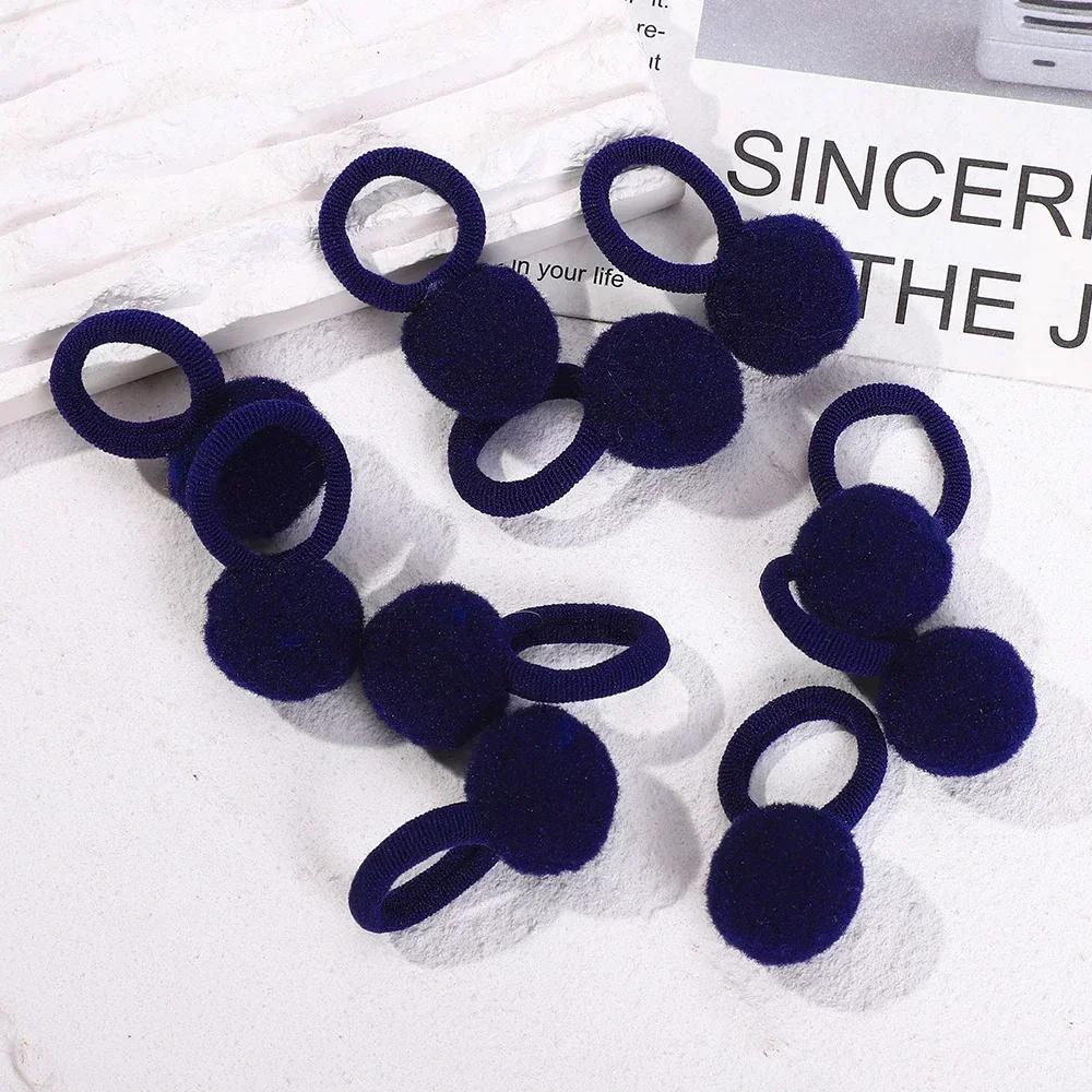 RAINBOW BOWS 10Pcs Elastic Hair Bands Plush Ball Rubber Band for Baby Girls Scrunchie Hair Ties Kids Baby Hair Accessories