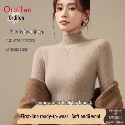 O'DFin Women's Wool Blend Half Turtleneck Slim Fit Base Layer Top