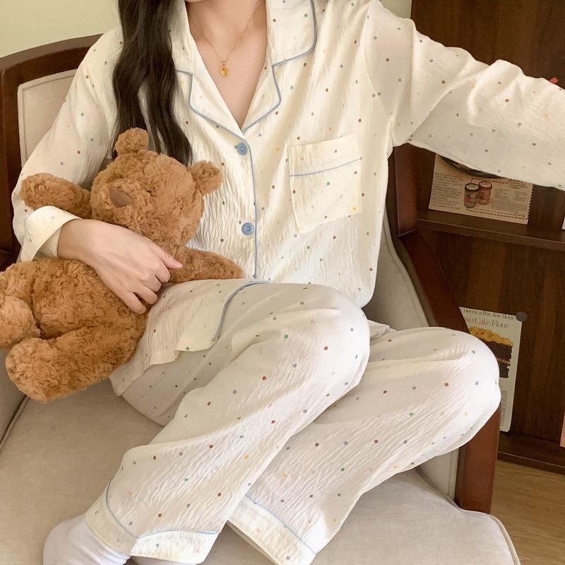 Cartoon Sausage Dog Plus Size Women's Long Sleeve Pajama Set for Spring/Autumn