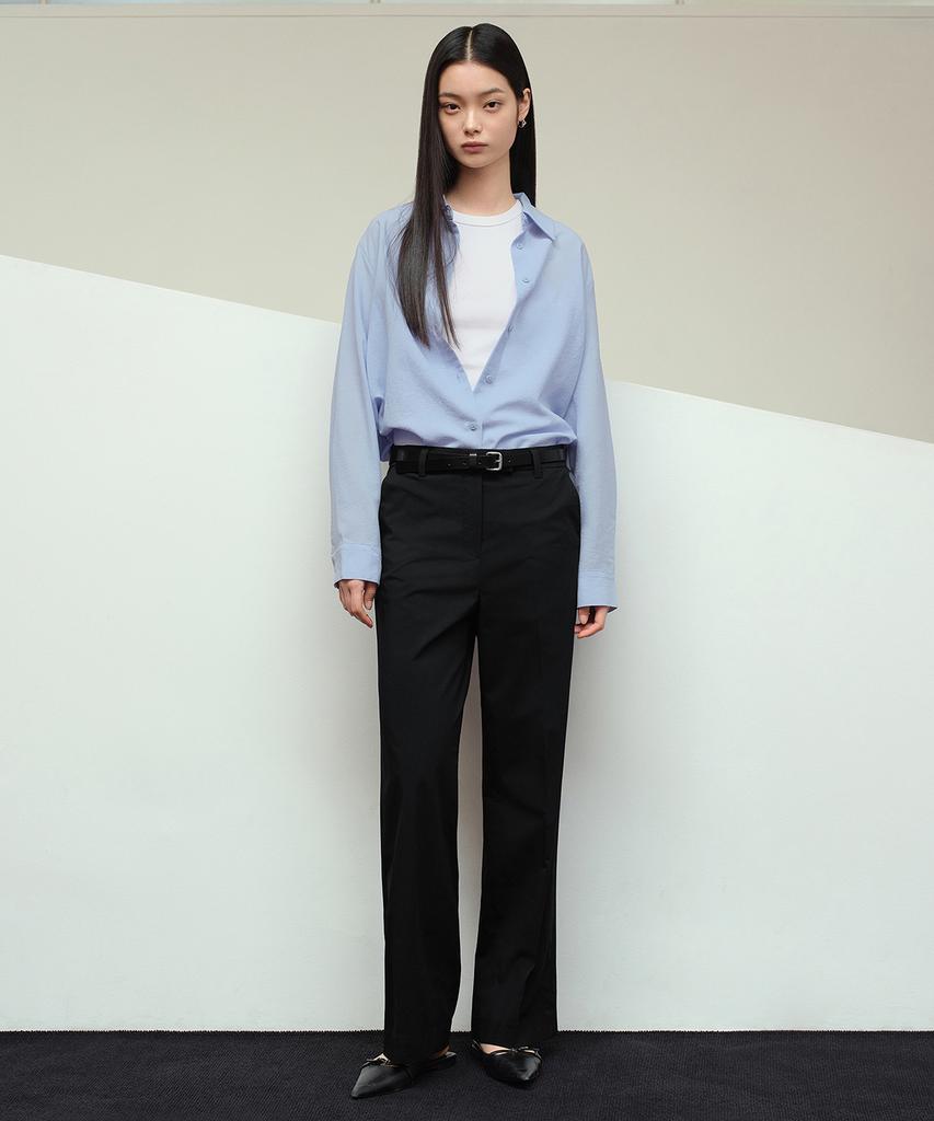 MUSINSA STANDARD WOMAN [Cooltandard] Women'S Wide Hidden Banding Slacks [Black]
