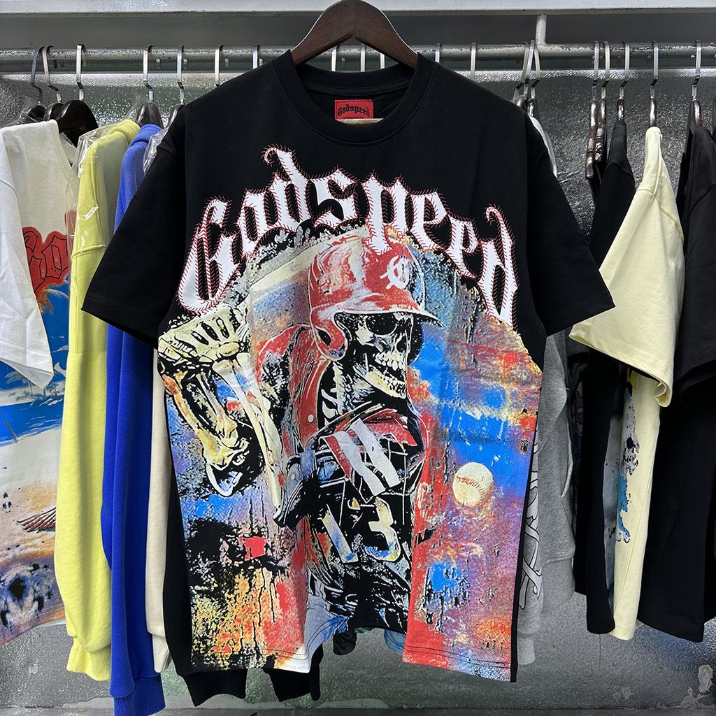 Godspeed American High Street Loose Teen Couple Crew Neck Pullover Casual Commuter ins Short Sleeves