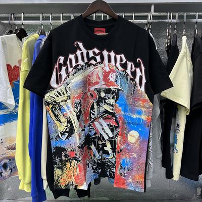 Godspeed American High Street Loose Teen Couple Crew Neck Pullover Casual Commuter Ins Short Sleeves