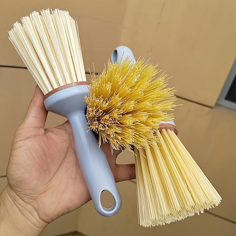 1pc Multi-Purpose Household Cleaning Brush, Cylindrical Handle Long-Bristle Pot and Bowl Scrubber, Tabletop Cleaner. Suitable for Household Cleaning