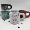 Heiß Kreativ Keramiktasse Zuhause Frühstück Milch Haferflocken Tassen Spritzfarbe Welle Punkt Tasse Unregelmäßig Gepunktet Design Dicke Tasse Kaffeebecher LI