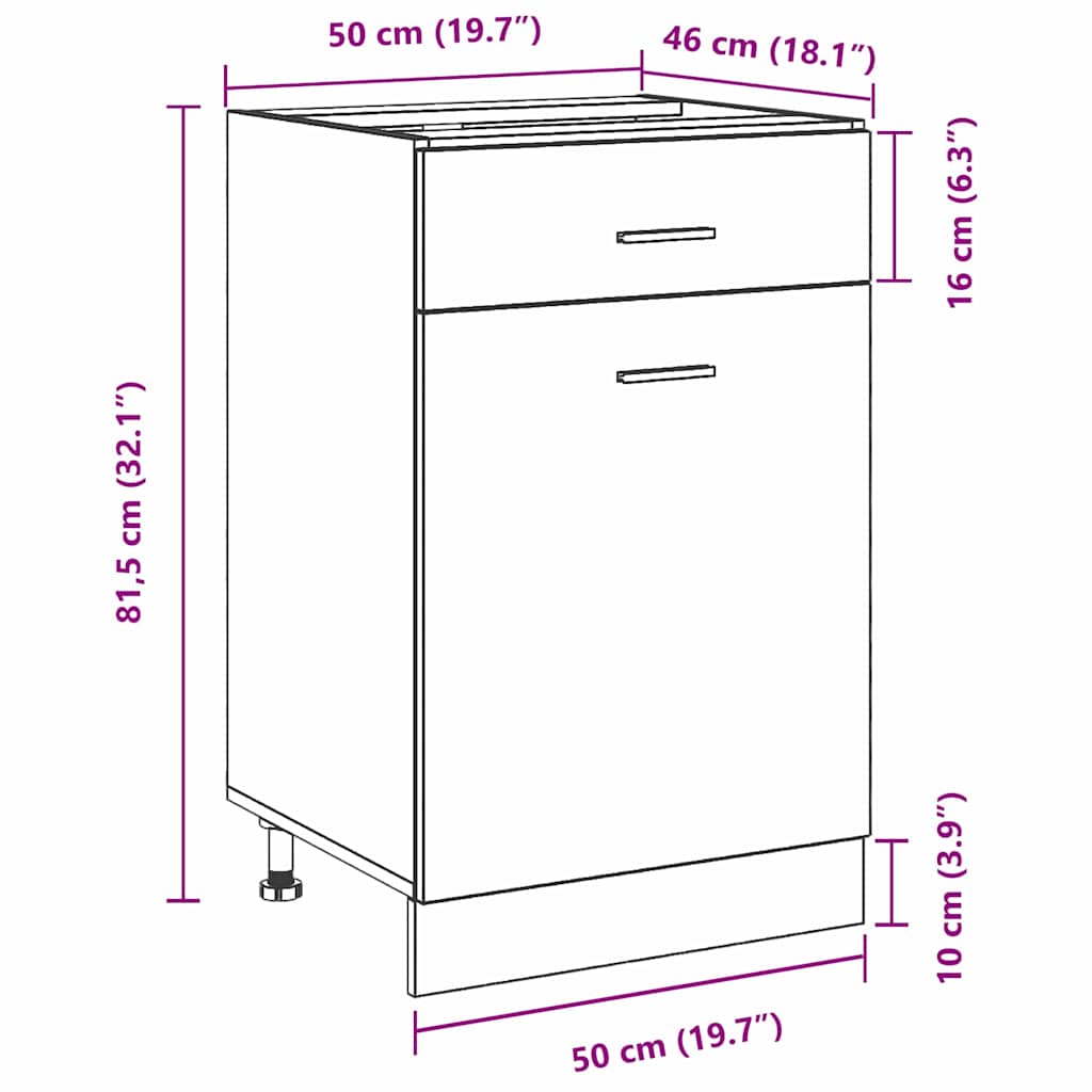 Hanging Cabinet with Shelf Black Oak Effect 50 x 46 x 81.5 cm