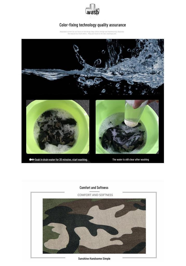 Men's Camouflage Cotton Short Sleeve T-Shirt: Military-Inspired Round Neck Top with Special Forces Print.