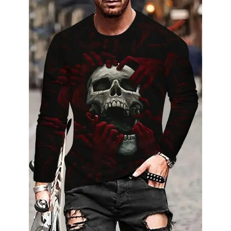Fashion Men's Crew Neck Long Sleeve 3D Color Printing Summer Casual Short Sleeve Crew Neck T-Shirt