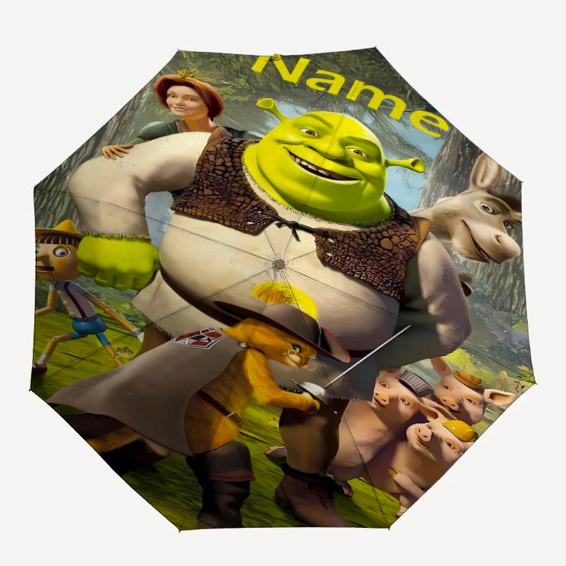 Custom Name Shrek Theme Automatic Umbrella, Lightweight & Portable, 8 Rib, Perfect for Outdoor Travel, Birthdays, Christmas, Gifts.
