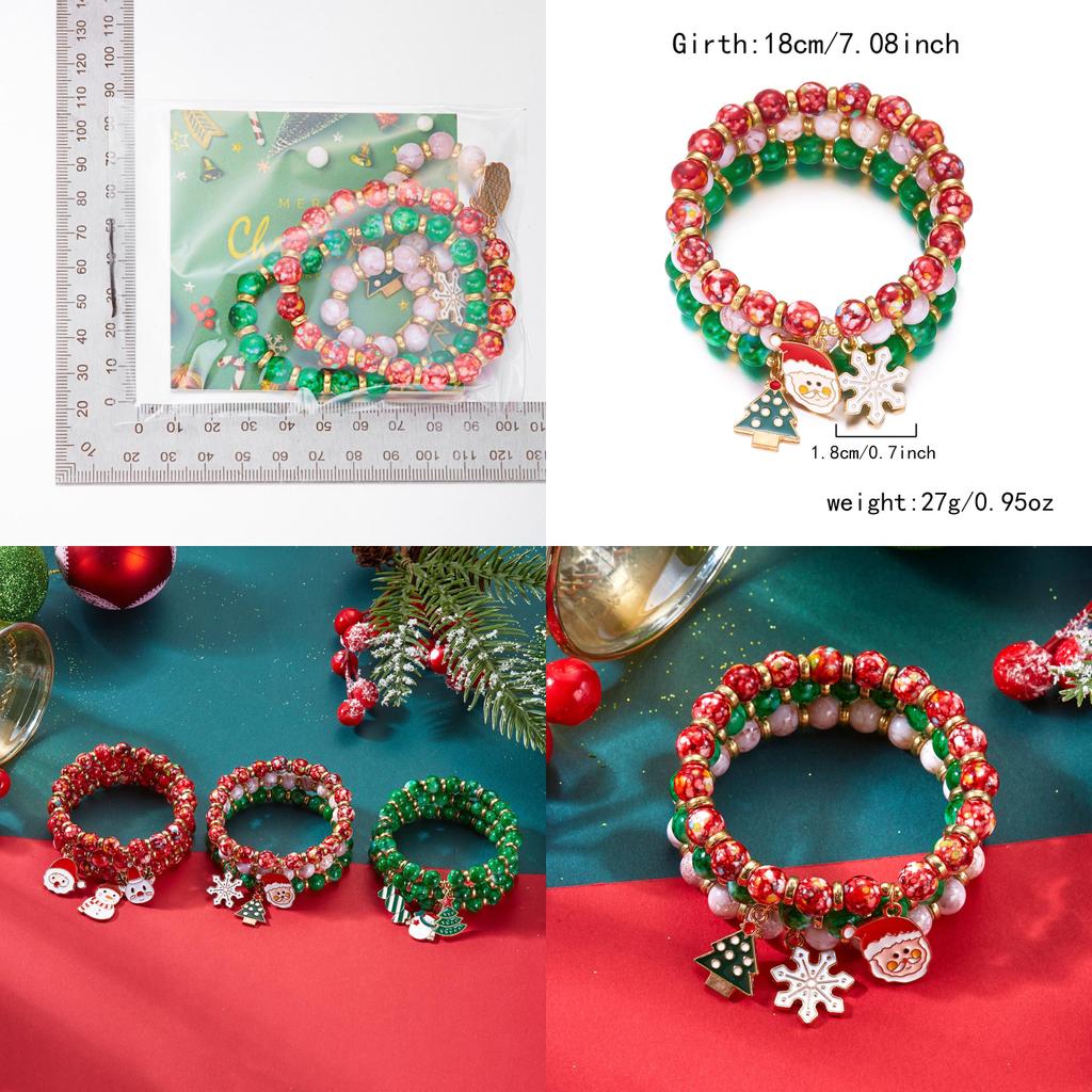 Weihnachts-Charm-Armband-Set mit Schneeflocke, Rentier, Weihnachtsmann zum Verschenken in der Weihnachtszeit