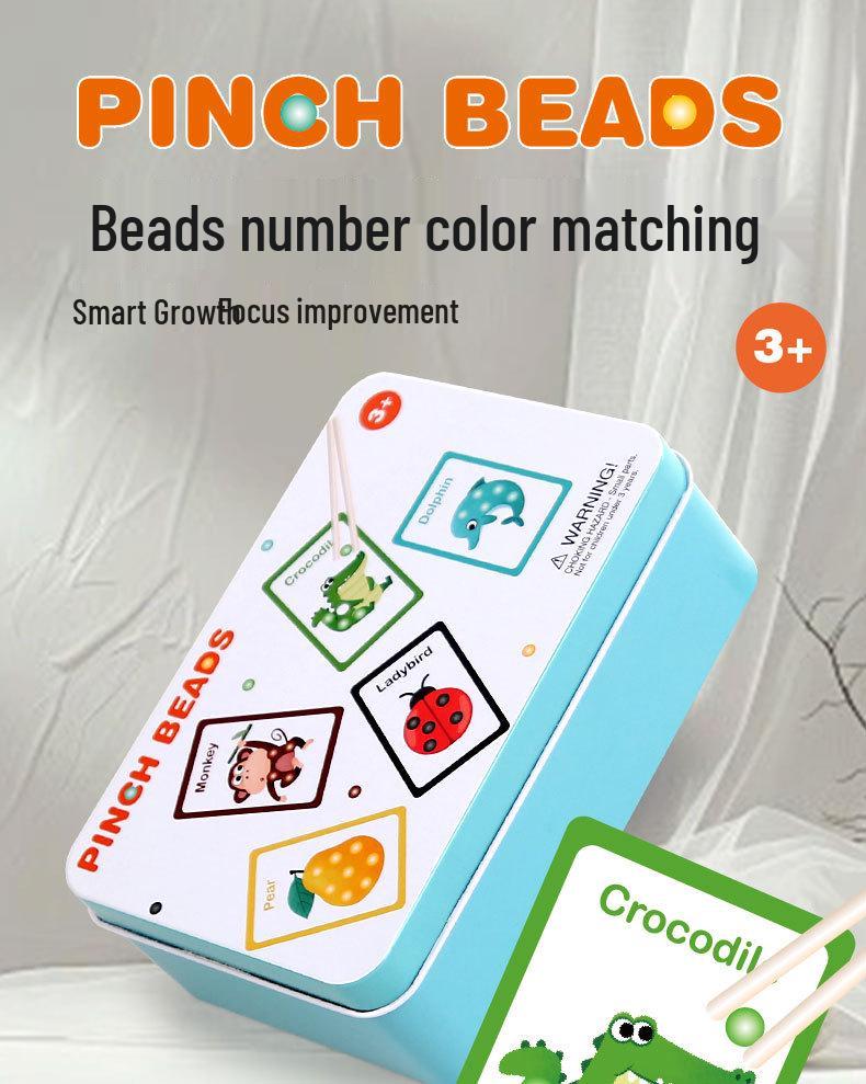 Montessori Clamping Beads: Number & Color Matching Wooden Puzzle Toy for Kids