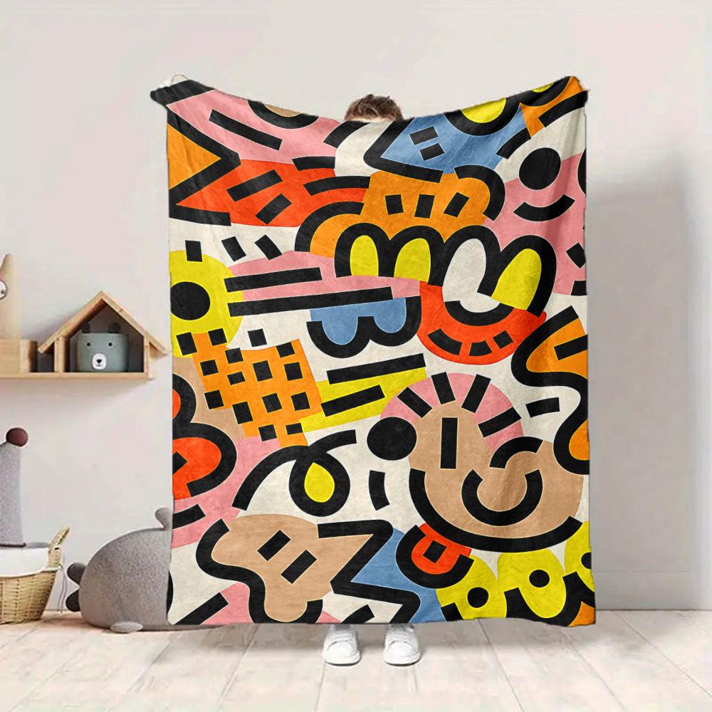 1pc Abstract Art Blanket Warm, Cozy, And Soft, Suitable for Sofas, Beds, Cars, And Office Use.Perfect for Camping And Travel, Making It a Great Gift F