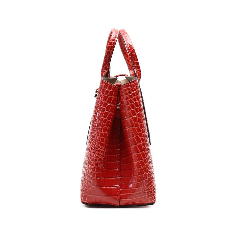 Longchamp Le Roseau 30 Crocodile Pattern Leather Short Handle Bamboo Buckle Tote Bag Medium Women Tote Bags Orange 10058HTSH21