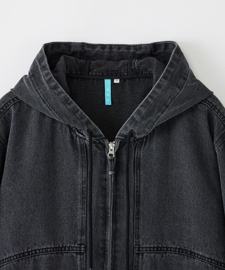 Stco Diems Cutout Denim Hoodie Zip-Up_Black (Oversized)_Ldjxa02Osb