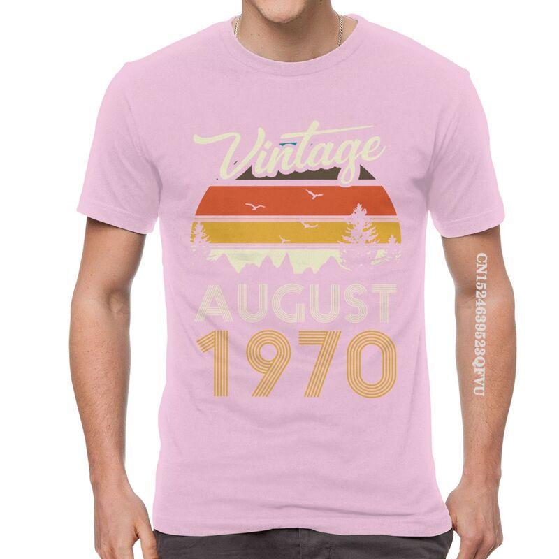 Vintage 1970 August T Shirt Mens Cotton Oversized Printing T Shirts Harajuku Tshirt 50th Birthday EMO Men Tees Tops
