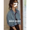 Basic House Koszula damska w paski z kołnierzykiem polo i długim rękawem
