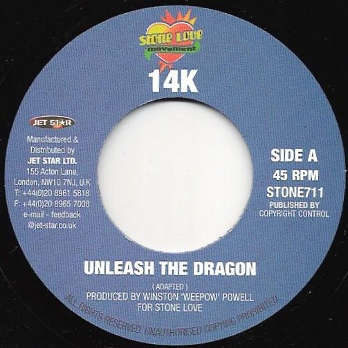 

7-дюймовая пластинка 14K RENEGADE Unleash The Dragon Temper STONE711 Stone Love Move UK Reggae Ska Dub Б/у